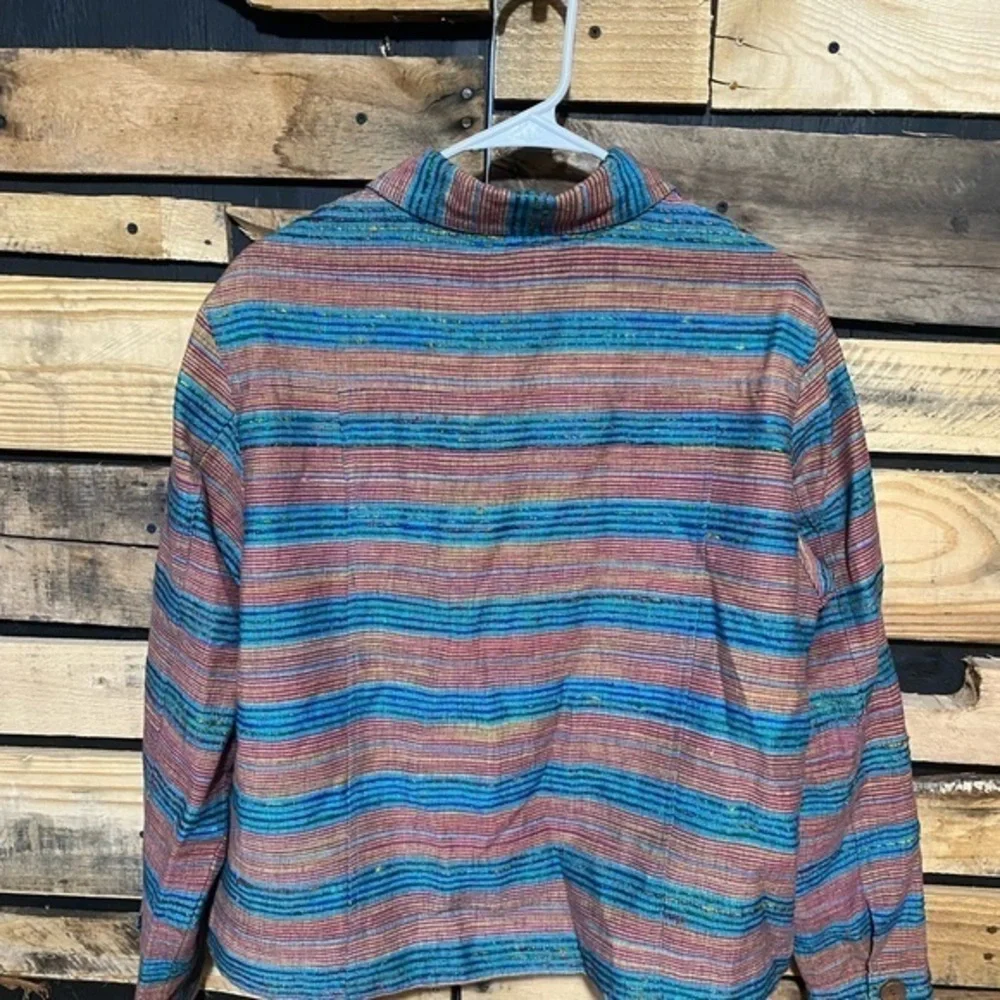 Coldwater Creek Shirt/Blazer Size‎ Large Blue/Orange/Crimson Fall